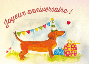 Joyeux anniversaire avec un chien joyeux